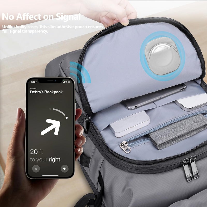 Lacdo Holder Case for Air Tag, 2 Pack Adhesive Mount Sticker for Apple Air Tag Hidden Case Cover Anti-Scratch Secure Stick-On Holder, for TV Remote Luggage Purses Laptop Backpack Bike Car,Gray - Image 5