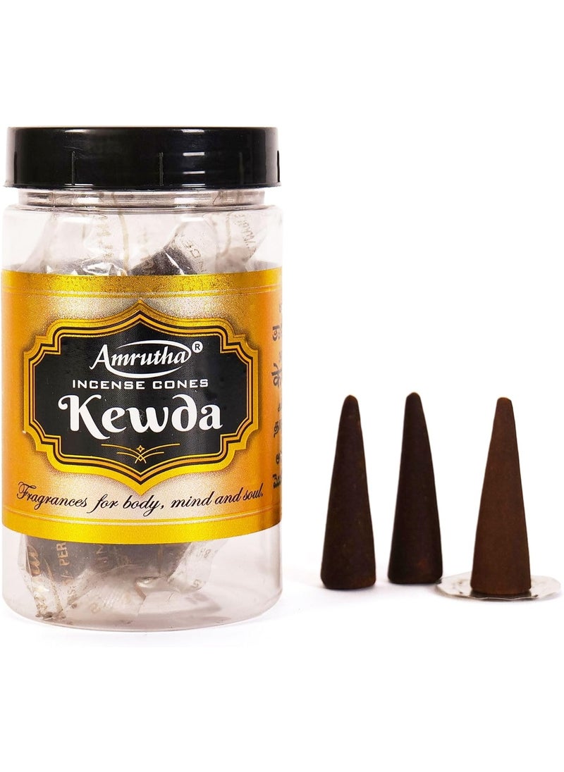 Hashcart Natural Kewda Incense Cones Scent 22 Pieces 80 Grams Pack Chemical Free Kewda Incense Sticks Cones Fragrance Long Lasting Dhoop Batti by Hashcart  - Image 1