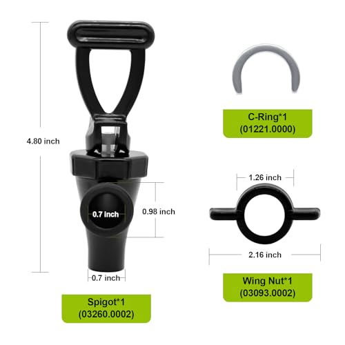 LERGNA 03260.0002 Replacement Faucet Kit for Tea Urn, Spigot Replacement for Tea Dispenser, Spout/Nozzle with Wing Nut and C-Ring, 1 Pack, Black - Image 2