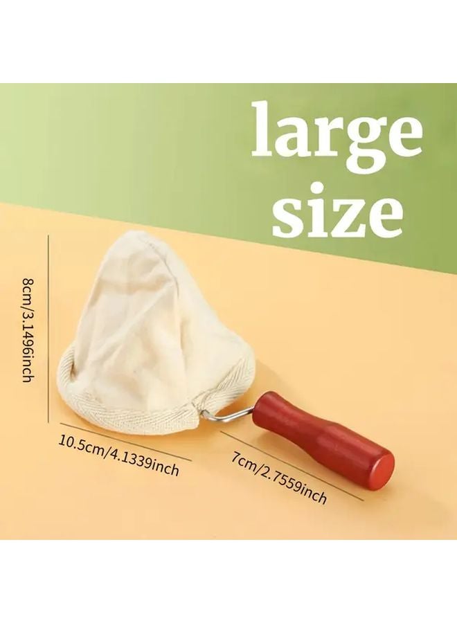 مرشح القهوة القماشي الكبير القابل لإعادة الاستخدام بمقبض خشبي للمنزل والتجوال والسفر - Image 1