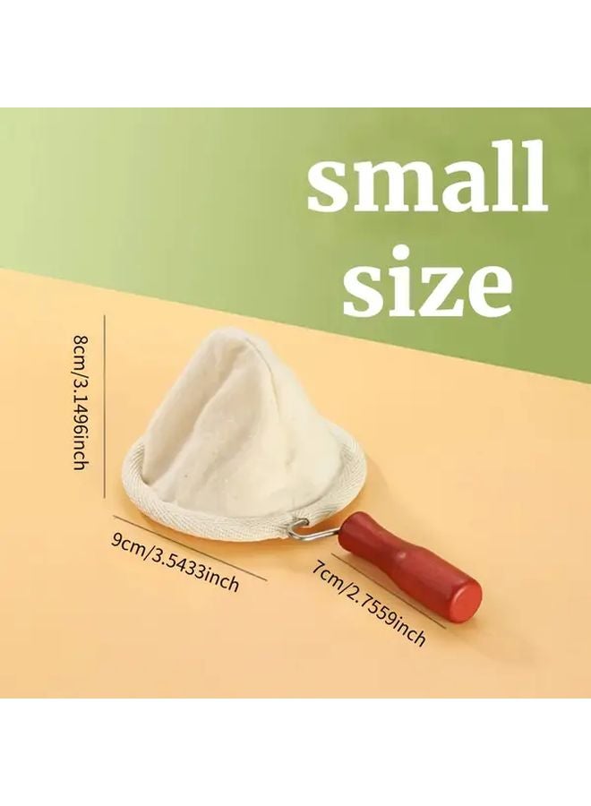 مرشح القهوة القماشي الكبير القابل لإعادة الاستخدام بمقبض خشبي للمنزل والتجوال والسفر - Image 3