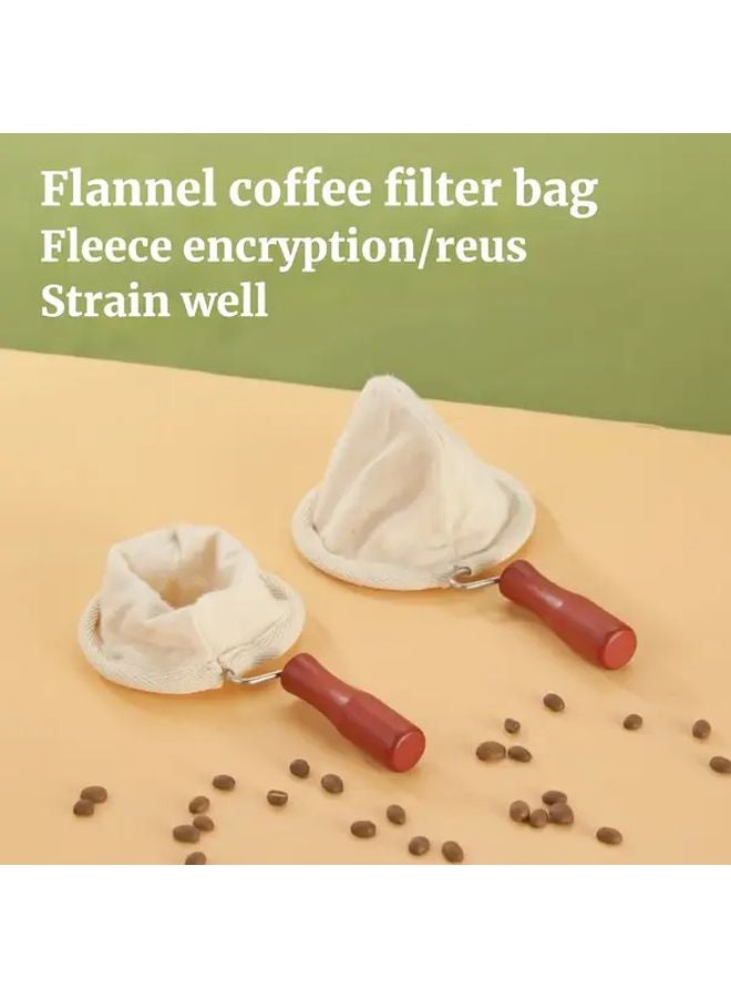مرشح القهوة القماشي الكبير القابل لإعادة الاستخدام بمقبض خشبي للمنزل والتجوال والسفر - Image 2