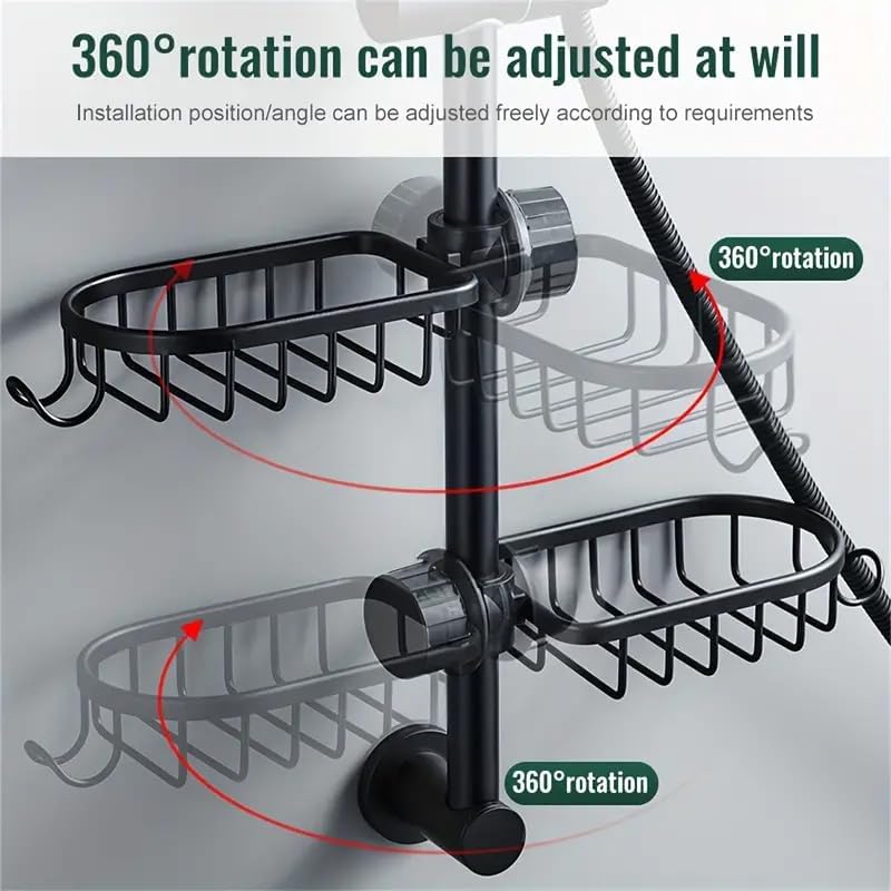 LEVGRY Hanging Faucet Drain Rack, Multipurpose Space Saving Keep Sink Organized, Aluminum Faucet Sponge Holder Bathroom Shelf, Liquid Dispenser, Bathroom Storage for Shampoo (BLACK) - Image 2