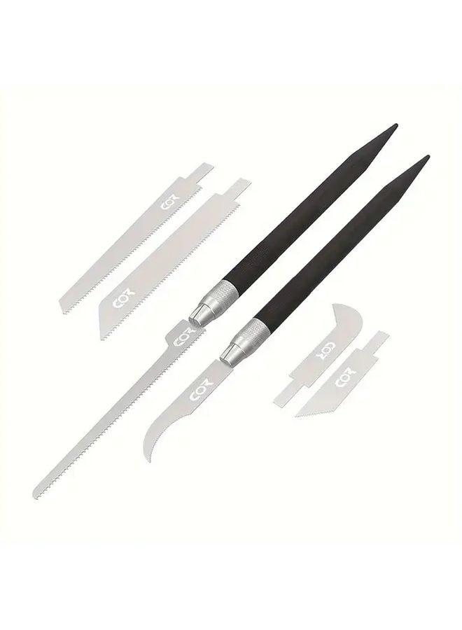 Mini Hand Saw Set 1 Handle with 6 Blades Model B DIY Hobby Craft Cutting Tool - Image 1