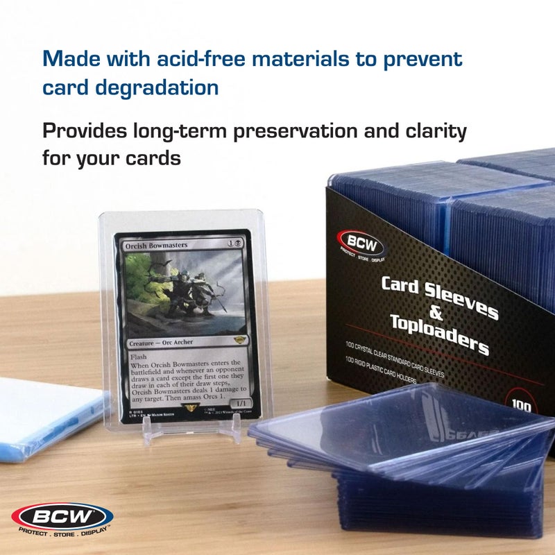 BCW Card Sleeves and Toploaders for Card Combo - 200 Count | Top Loaders and Acid-Free Penny Sleeves | Great for Football, Magic: The Gathering, PokÃ©mon, and Baseball Card Protectors - Image 5