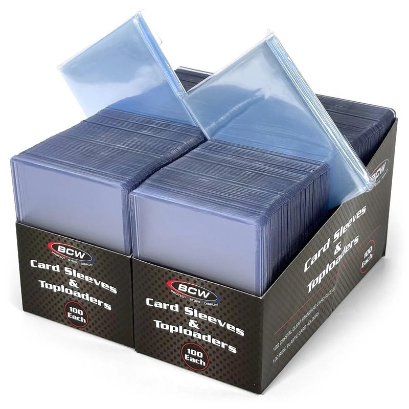 BCW Card Sleeves and Toploaders for Card Combo - 200 Count | Top Loaders and Acid-Free Penny Sleeves | Great for Football, Magic: The Gathering, PokÃ©mon, and Baseball Card Protectors - Image 1