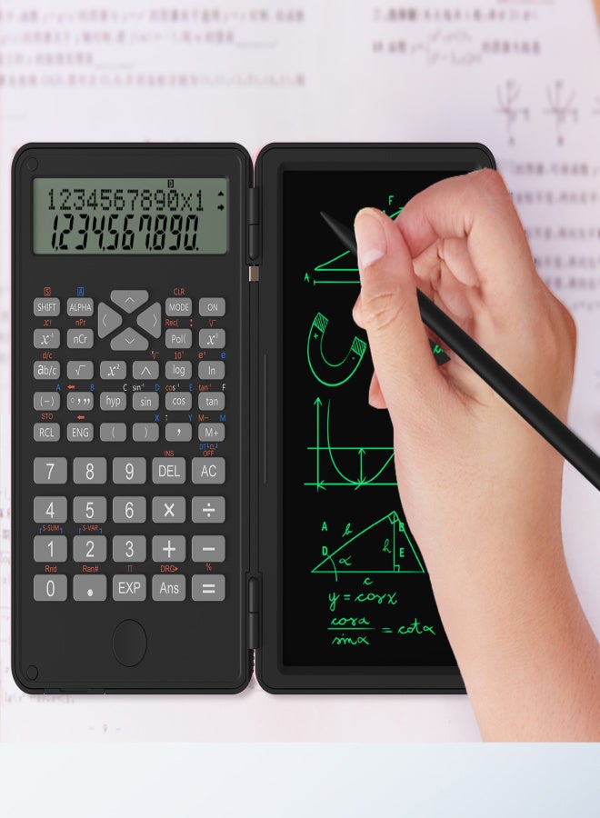 Scientific Calculator with Erasable Writing Board 240 Functions 2 Line LCD Display Foldable Financial Math Calculator School Supplies for Middle High School College Students White - Image 5