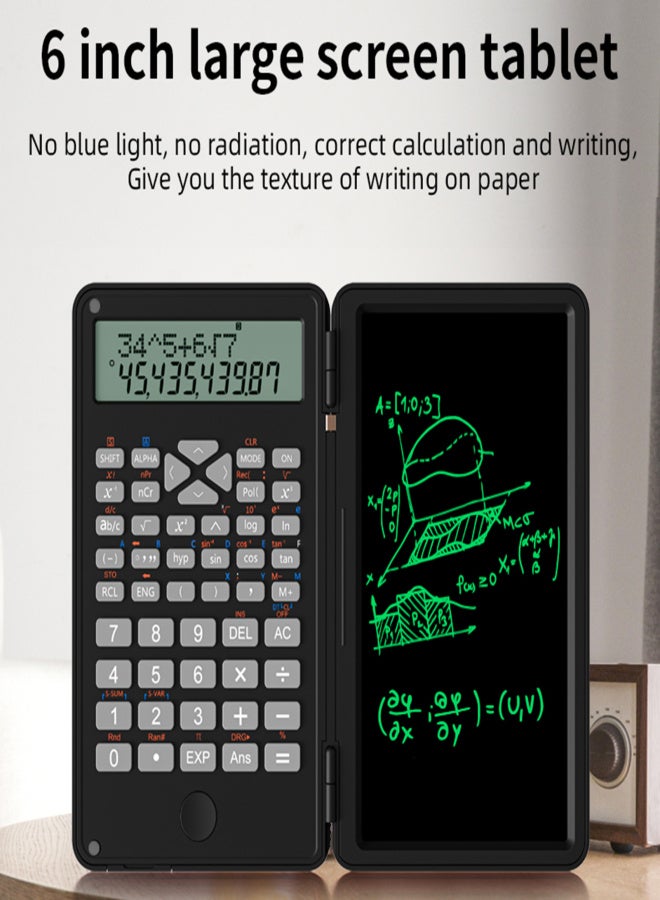 Scientific Calculator with Erasable Writing Board 240 Functions 2 Line LCD Display Foldable Financial Math Calculator School Supplies for Middle High School College Students White - Image 2