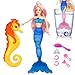 BETTINA Magic Color Changing Mermaid Doll Princess Mermaid Toy with Seahorse Dolls Accessories Vibrant Pink Hair and Transforming Tail Gifts Toys for Girls Aged 37 - Image 3