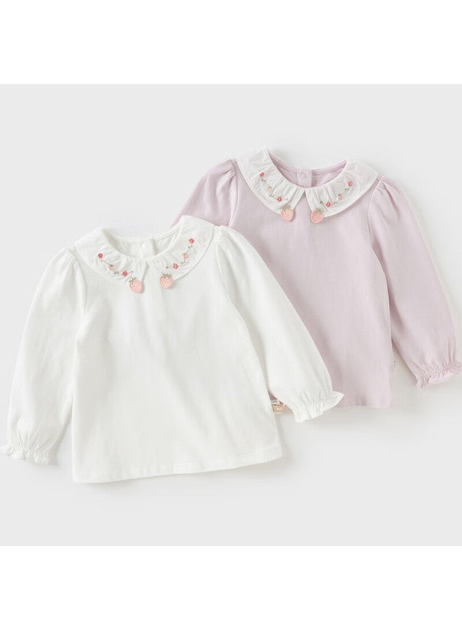 Dave & Bella 【Same Style As Department Store】Autumn Girls' Cotton T-Shirt Children'S Stylish Base Shirt - Image 2