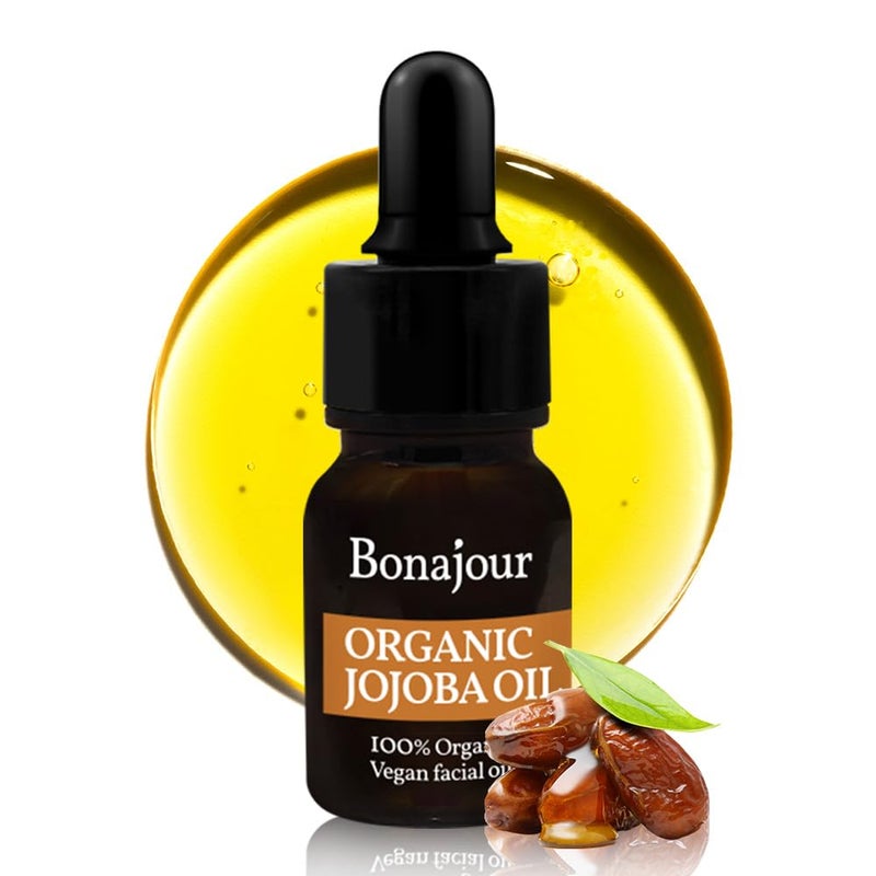 BONAJOUR] vegan 100% Organic Eco-cert Jojoba Facial Oil for Dry Skin - High Moisturizing Carrier Oil 0.4 fl. oz - Image 1