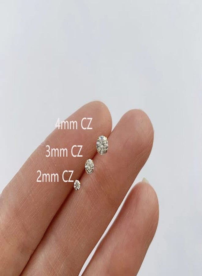 Renkovte 3Pairs CZ Stud Flat Screw Back Earrings for Women Multiple Piercing,Dainty Flatback Cubic Zirconia Cartilage Earring Stud,Helix Tragus Conch Piercing Jewelry (2mm/3mm/4mm Gold, White CZ) - Image 2
