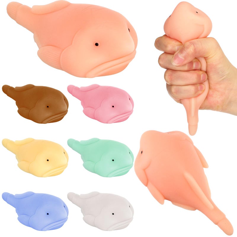 Liliful 7 Pieces Blobfish Stress Relief Balls for Adult Fun Squeeze Fidget Blob Fish Anxiety Relief Balls Squeeze Sensory for Birthday Office Christmas Holiday Party - Image 3