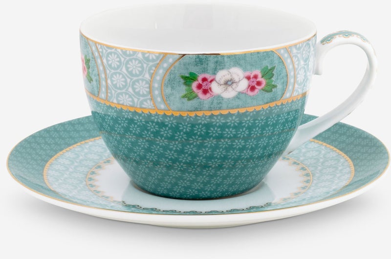 Blushing Birds Blue Porcelain Teacup 280 ml