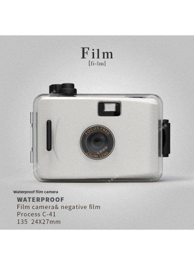 Generic Retro Fool Film Camera Non-Pole Film Machine Fool Machine Campus Camera Student Birthday Gift Female-Body Color:Official Standard Configuration-white Black Shell Camera  - Image 1