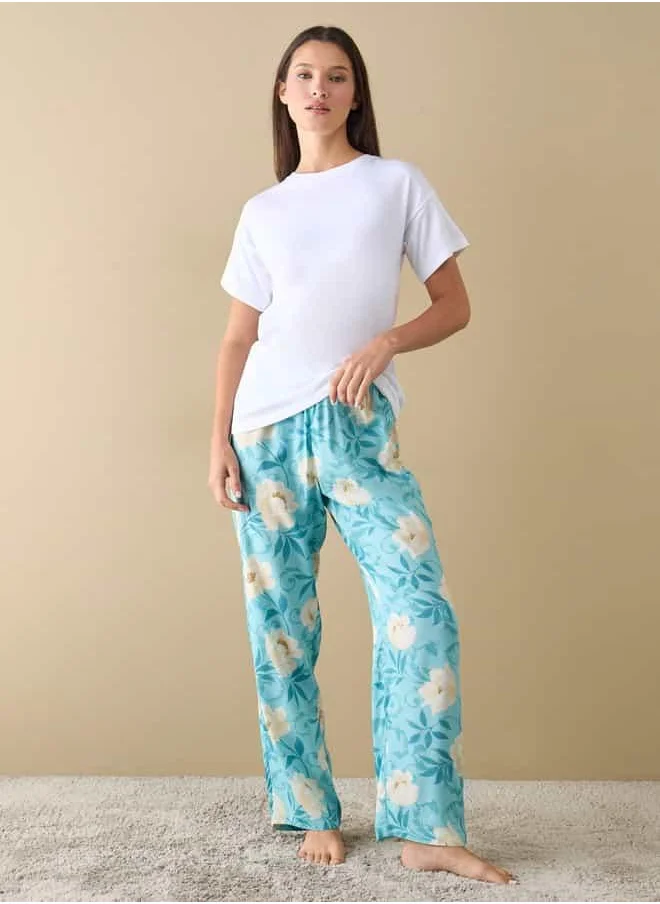 فاف T-shirt and Floral Print Pyjama Set