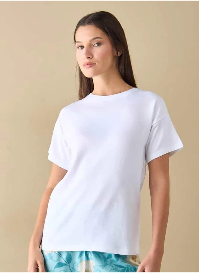 فاف T-shirt and Floral Print Pyjama Set