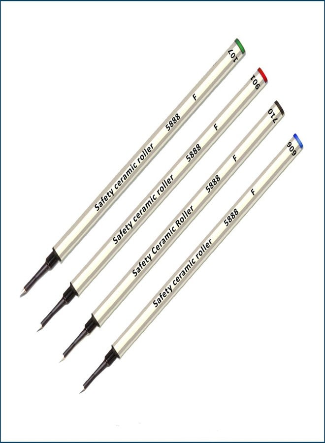 Lanier Pens Schmidt 5888 F Safety Ceramic Rollerball Refill Metal Tube - Green, Red, Black, Blue Ink, Fine Tip 0.6mm - Pack of 4 - Image 2