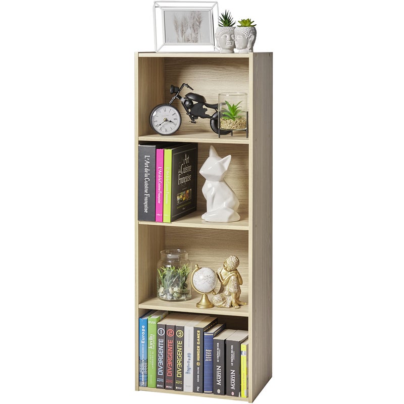 Iris Ohyama 4-Shelf Cabinet, Modern Wooden Storage Unit with Shelves, Versatile Bookcase or Side Furniture for Office, Living Room, Bedroom, Basic Storage Shelf CX-4, Light Brown - Image 5
