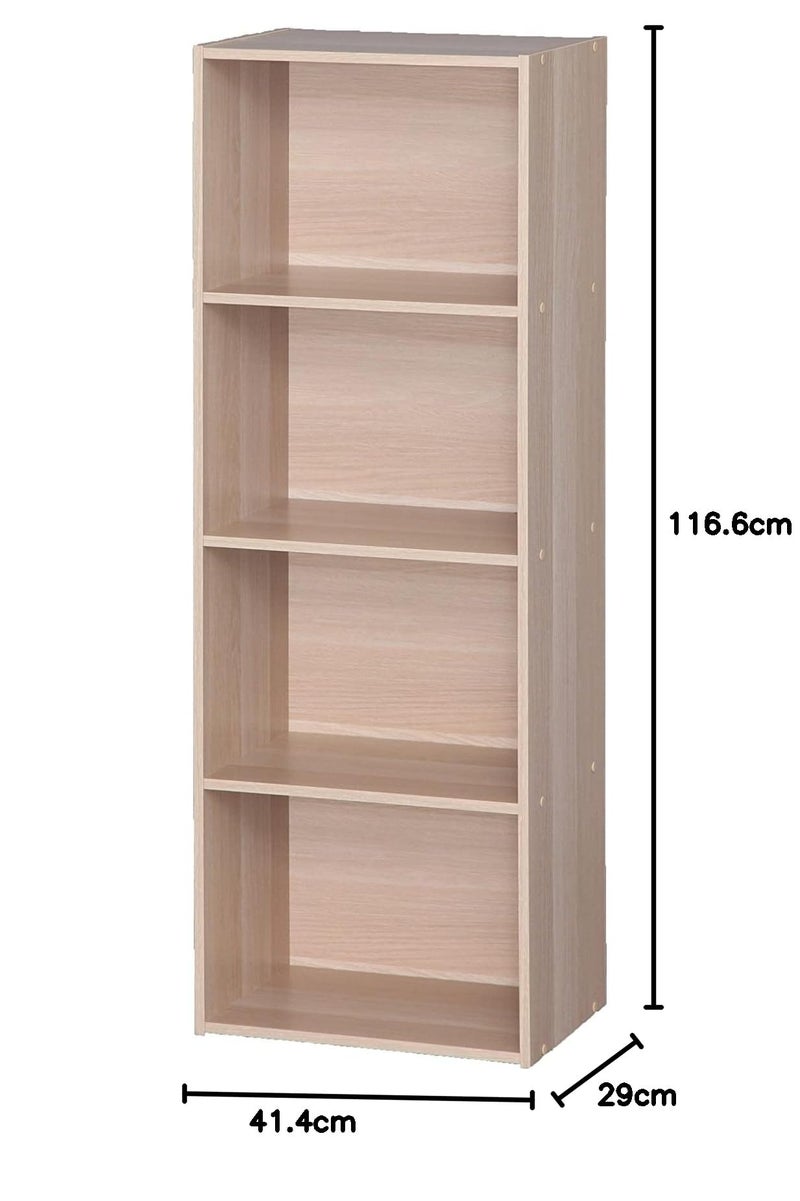 Iris Ohyama 4-Shelf Cabinet, Modern Wooden Storage Unit with Shelves, Versatile Bookcase or Side Furniture for Office, Living Room, Bedroom, Basic Storage Shelf CX-4, Light Brown - Image 3