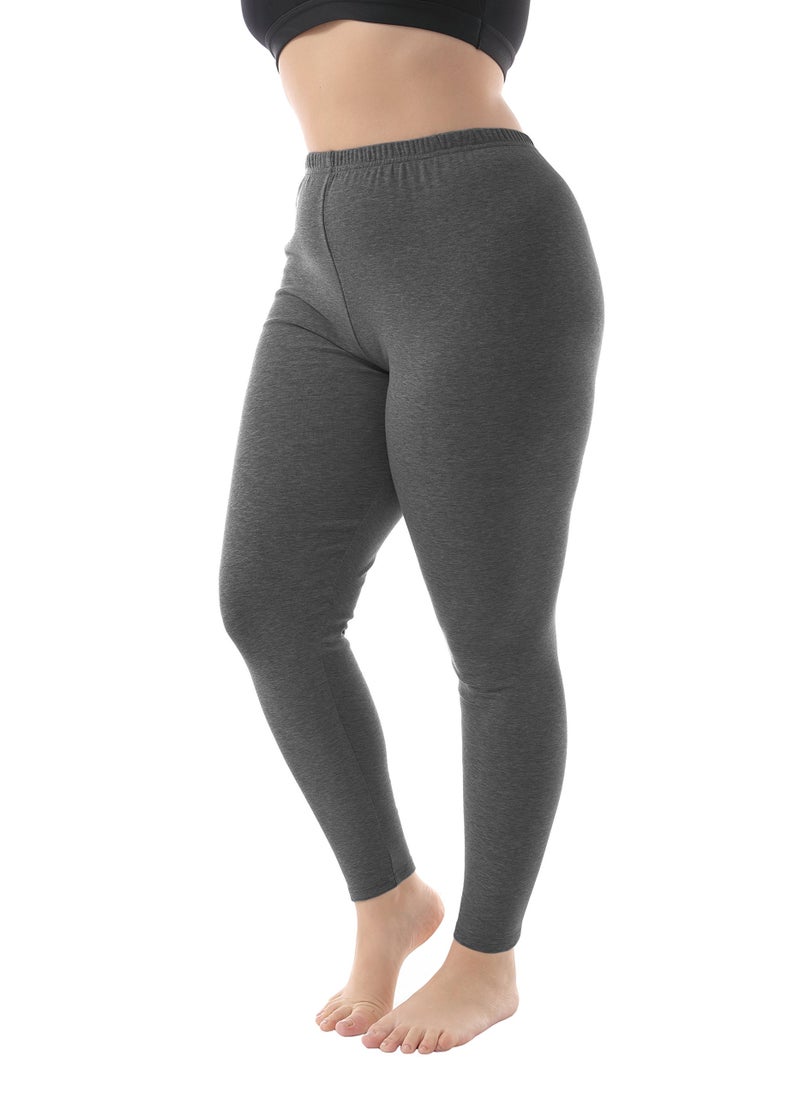 ZERDOCEAN Women's Plus Size Modal Lightweight Full Length Leggings Dark Heather Gray 1X - Image 5