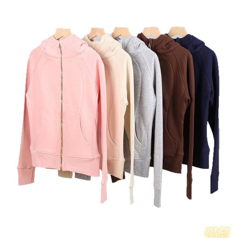 Women's Slim Fit Full-Zip Hooded Fleece Jacket Breathable Cotton Blend Embroidered Yoga Sports Autumn Winter - Image 5