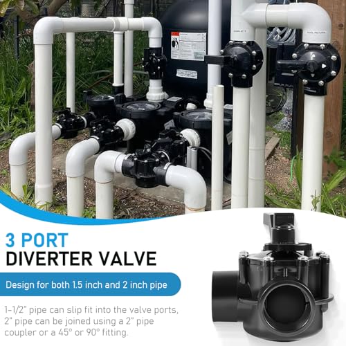 Bzsunway 4715 3-Port 1.5 to 2-Inch Diverter Valve Replace Part for Jandy 1.5 Inch 3 Way Positive Seal Diverter Valve Compatible with Ground Pool, Tub & Spa System - Image 2