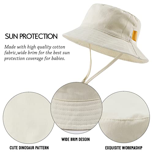 JANGANNSA Cotton Baby Sun Hat Infant Toddler Boys Girls Bucket Hats Summer Sun Protection Kids Beach Caps (Beige,44cm) - Image 4