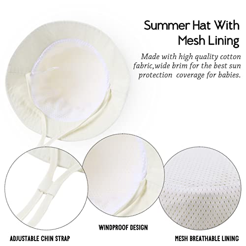 JANGANNSA Cotton Baby Sun Hat Infant Toddler Boys Girls Bucket Hats Summer Sun Protection Kids Beach Caps (Beige,44cm) - Image 5
