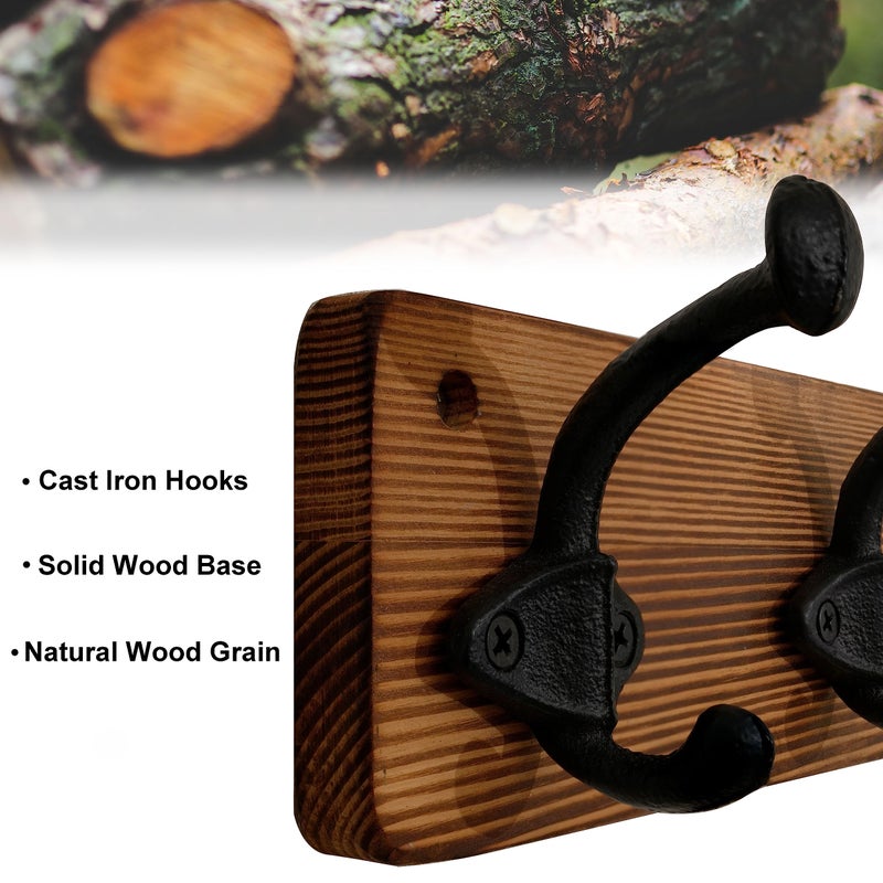 WEBI Rustic Coat Rack Wall Mount,5 Cast Iron Coat Hooks Wall Mounted Coat Hanger Heavy Duty Antique Vintage Hooks for Hanging Jacket,Clothes,Brown - Image 4