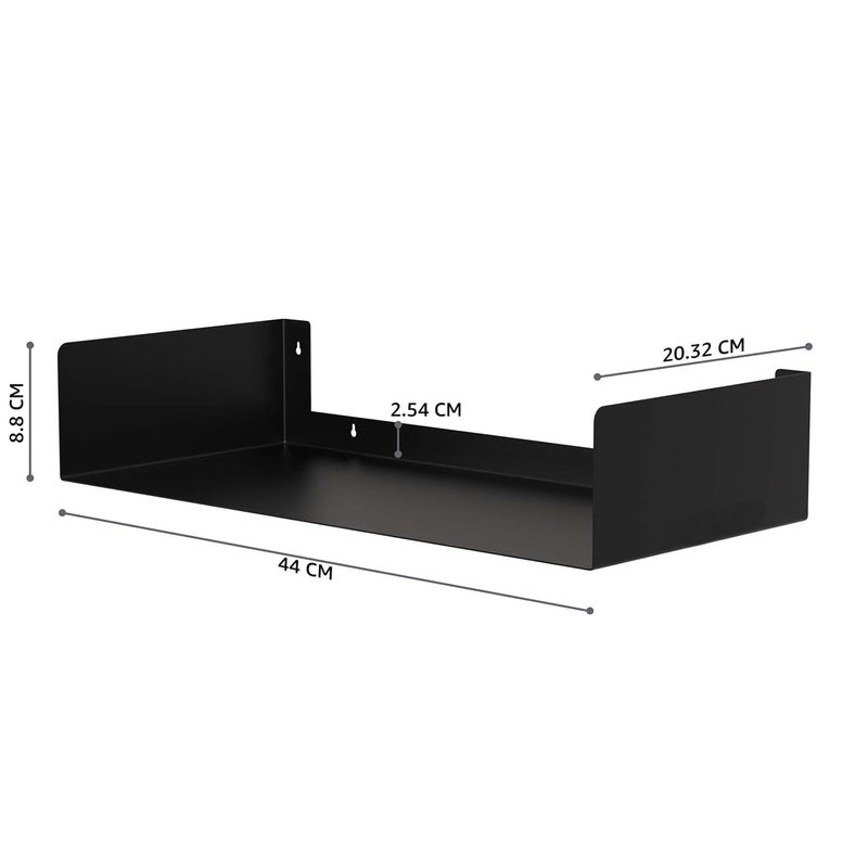 APPLICE Heavy Duty Wall Mounted Metal Bookshelf Shelves for Kitchen Bathroom Bedroom CD DVD Storage Display for Home Set of 2 Black - Image 3