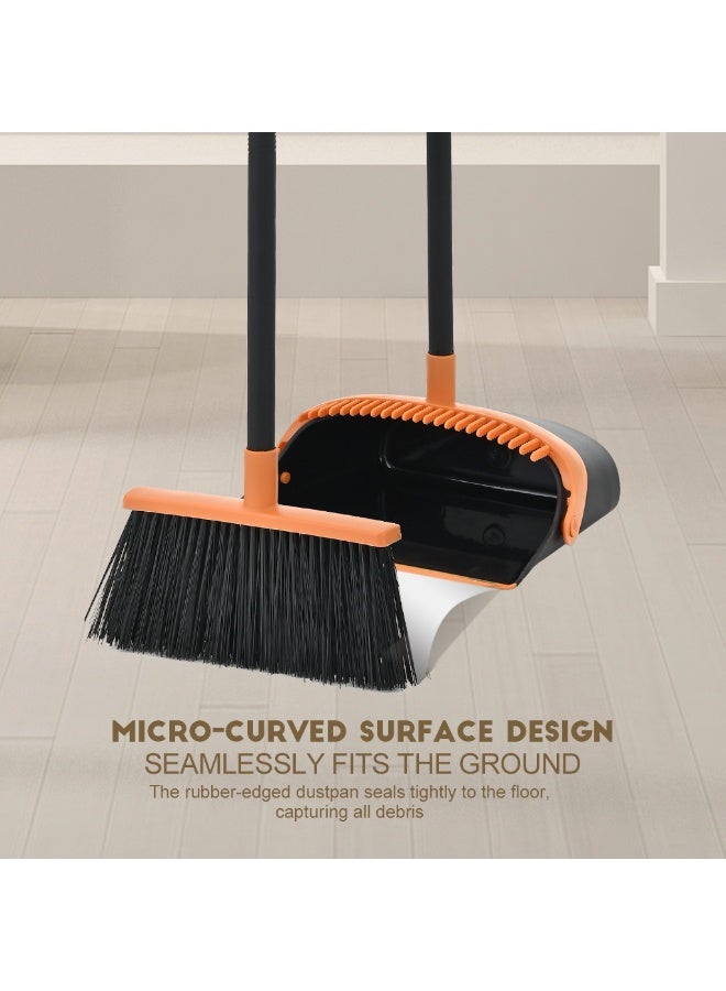 PAACHU Broom and Dustpan Set, Cleaning Supplies Broom and Dustpan Set for Home, Long Stainless Steel Handle Brooms with Upright Dustpan Combo Set for Home Office Kitchen Lobby Floor Cleaning - Image 4