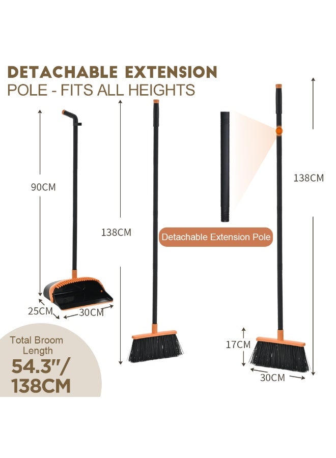 PAACHU Broom and Dustpan Set, Cleaning Supplies Broom and Dustpan Set for Home, Long Stainless Steel Handle Brooms with Upright Dustpan Combo Set for Home Office Kitchen Lobby Floor Cleaning - Image 3