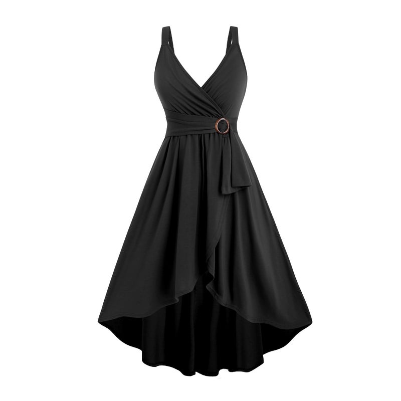 V-Neck Sleeveless Fitted Midi Dress - Image 1