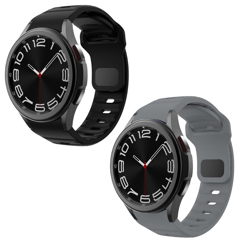 Moninsta 2-Pack Silicone Bands Compatible with Samsung Galaxy Watch 7/6/5/4 40mm 44mm, Breathable Sport Replacement Straps for Men Women - Image 2