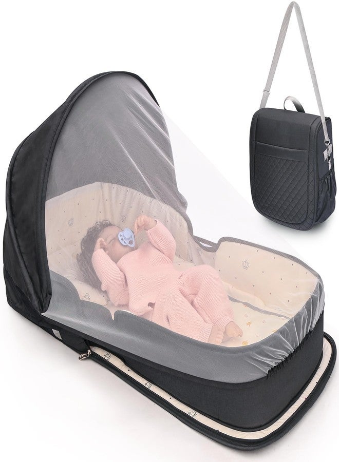 YVMVDV Portable Travel Bassinet for 0-8M Baby, Portable Travel Baby Bed, Cosleeping Baby Bed with Mosquito Net, Lightweight and Foldable - Image 1