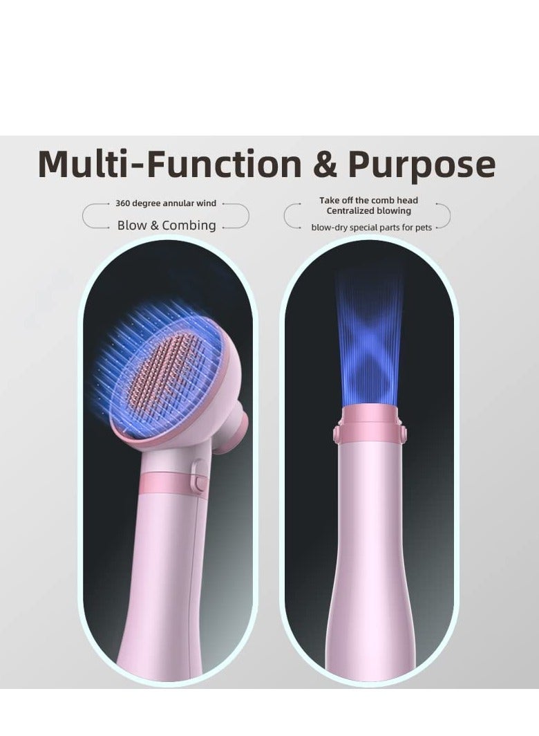 Generic Dog Hair Dryer, Portable Pet Slicker Brush for Short or Long Hair, 2 in 1 Pet Gentle Grooming Blower Dryer for Dogs and Cats 360º surround air, 3 Heat Settings(Sakura Pink)  - Image 4