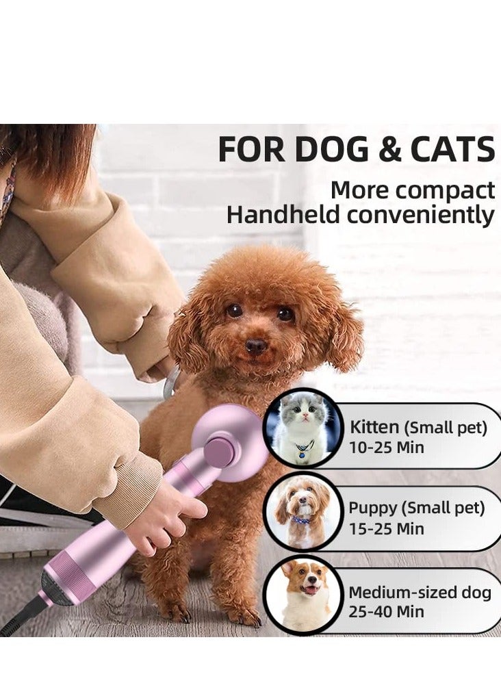 Generic Dog Hair Dryer, Portable Pet Slicker Brush for Short or Long Hair, 2 in 1 Pet Gentle Grooming Blower Dryer for Dogs and Cats 360º surround air, 3 Heat Settings(Sakura Pink)  - Image 5
