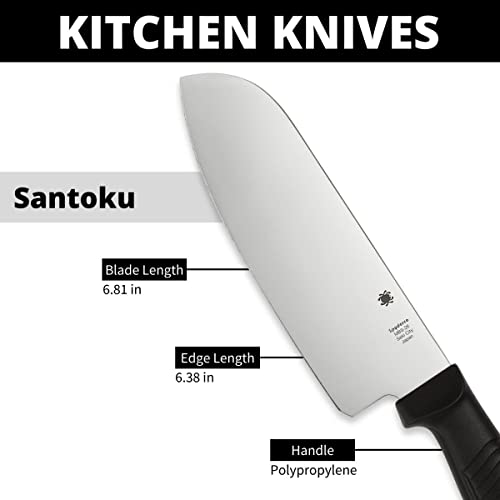 Spyderco Santoku Kitchen Knife with 6.8" MBS-26 Stainless Steel Blade with Durable Black Polypropylene Handle - PlainEdge - K08PBK - Image 5
