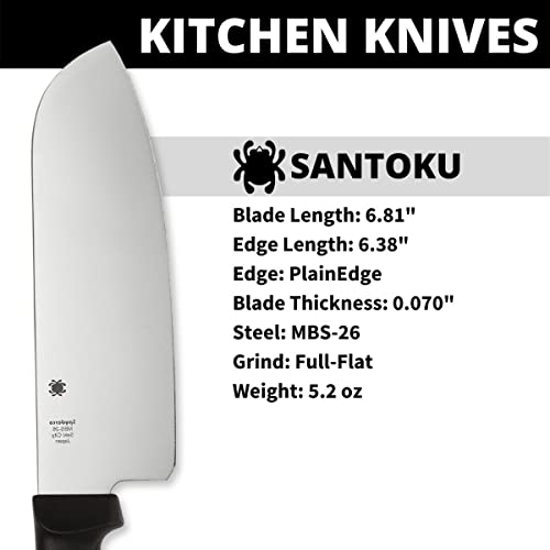 Spyderco Santoku Kitchen Knife with 6.8" MBS-26 Stainless Steel Blade with Durable Black Polypropylene Handle - PlainEdge - K08PBK - Image 3