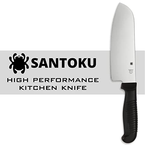 Spyderco Santoku Kitchen Knife with 6.8" MBS-26 Stainless Steel Blade with Durable Black Polypropylene Handle - PlainEdge - K08PBK - Image 2