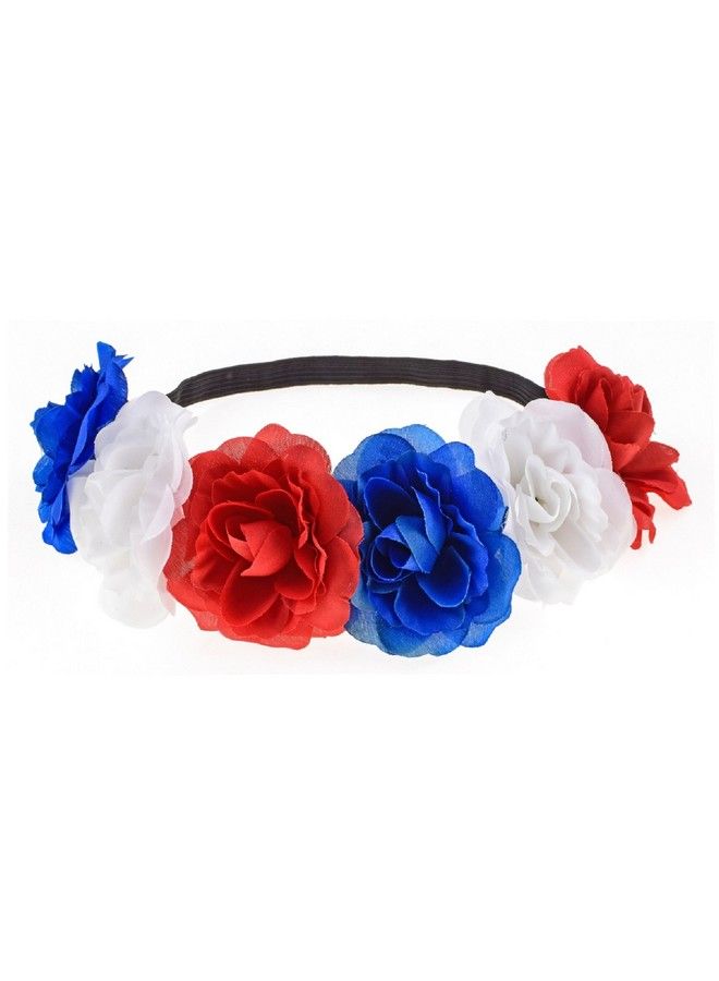 Love Sweety إكليل الزهور الوردية تاج الزهور هدية شعر مكسيكية (أحمر أزرق أبيض) - Image 2