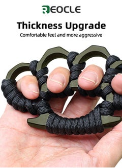 REOCLE 2pcs 4-fingers Black Brass Knuckle Duster for Boxing Black Alloy Steel Fist Buckles for Self-defense and Outdoor Camping Survival  - Image 2