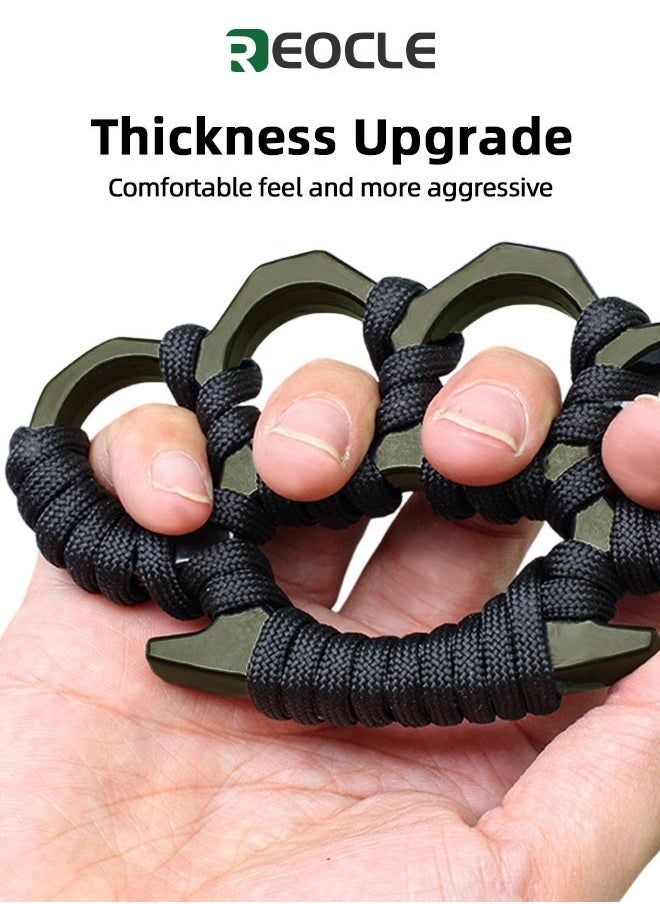 REOCLE 2pcs 4-fingers Black Brass Knuckle Duster for Boxing Black Alloy Steel Fist Buckles for Self-defense and Outdoor Camping Survival  - Image 2