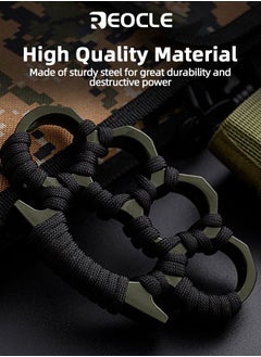 REOCLE 2pcs 4-fingers Black Brass Knuckle Duster for Boxing Black Alloy Steel Fist Buckles for Self-defense and Outdoor Camping Survival  - Image 4
