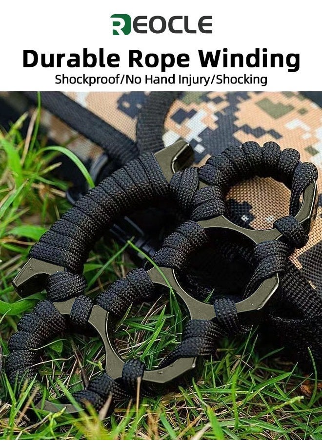 REOCLE 2pcs 4-fingers Black Brass Knuckle Duster for Boxing Black Alloy Steel Fist Buckles for Self-defense and Outdoor Camping Survival  - Image 5