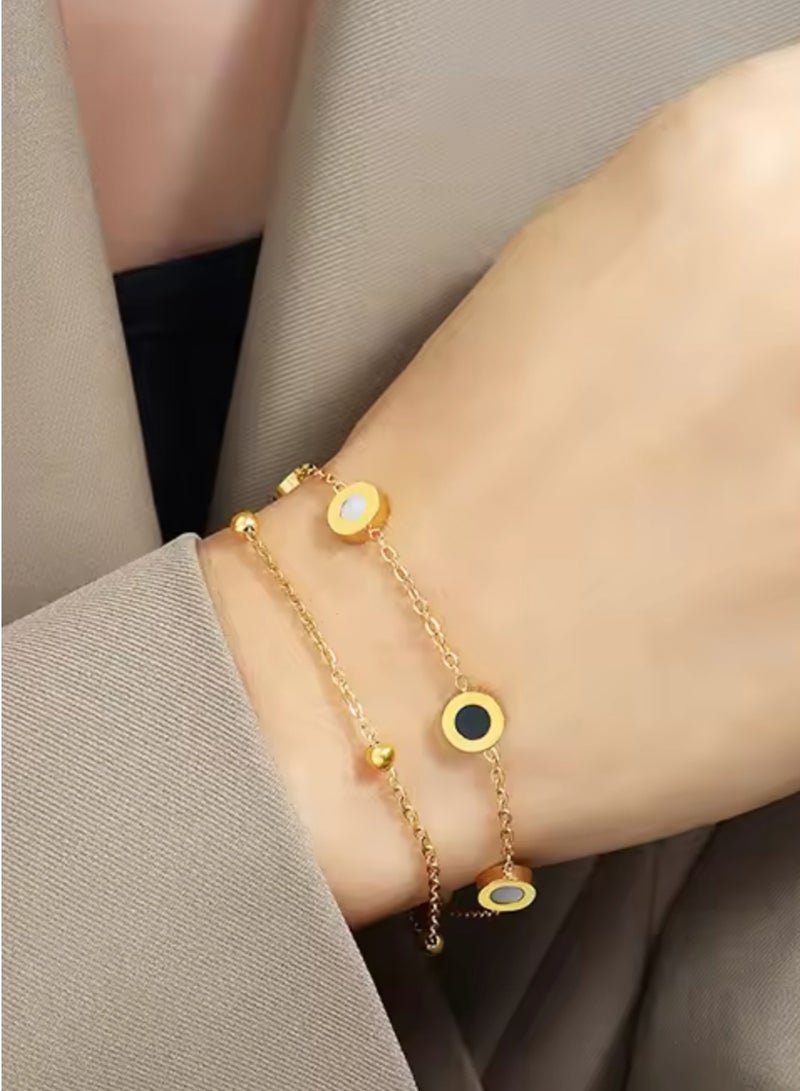 إيكوال اسوارة نسائية بتصميم عصري من الاستانلس ستيل مطلية باللون الذهبي - Image 1