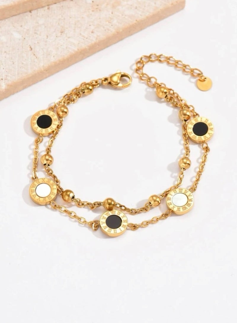 إيكوال اسوارة نسائية بتصميم عصري من الاستانلس ستيل مطلية باللون الذهبي - Image 3