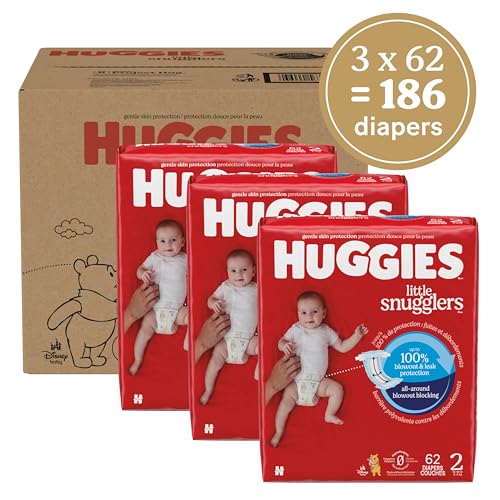 Huggies Size 2 Diapers, Little Snugglers Baby Diapers, Size 2 (12-18 lbs), 186 Count (3 Packs of 62), Packaging May Vary - Image 2
