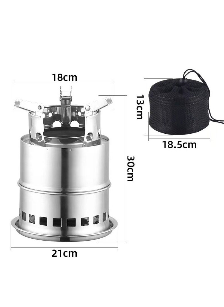 Arabest - Outdoor Wood Stove, Portable Tea Stove, Camping Mini Stove, Picnic Supplies and Equipment, Stainless Steel - Image 1